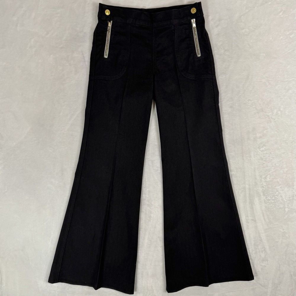 Y2K 7 For All Mankind Wide Leg Flare Jeans‎ Size 25 Black Sailor Bell Bottom